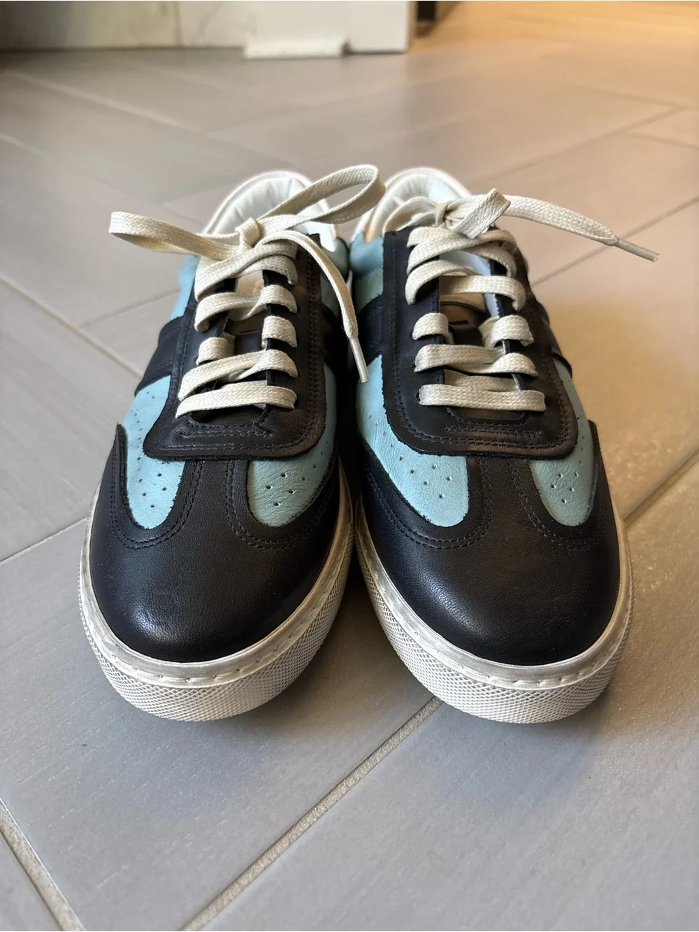 Greats Charlie Two-Tone Black and Light Blue Low-Top Sneakers